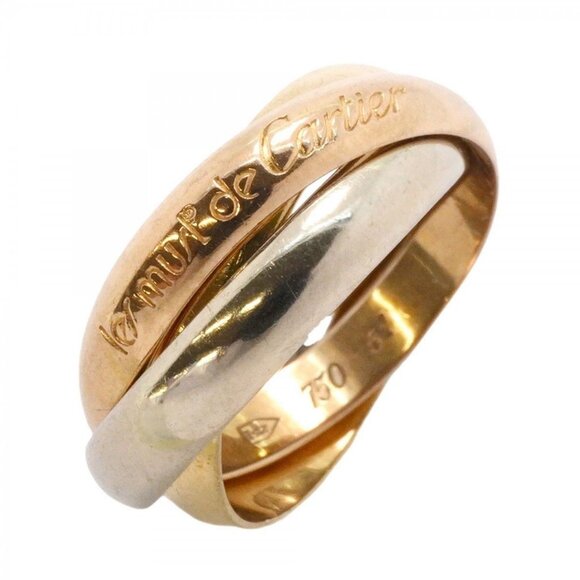 CARTIER Trinity Ring 51 K18YG 18K Yellow Gold White Gold Rose Gold Women's - Picture 1 of 8